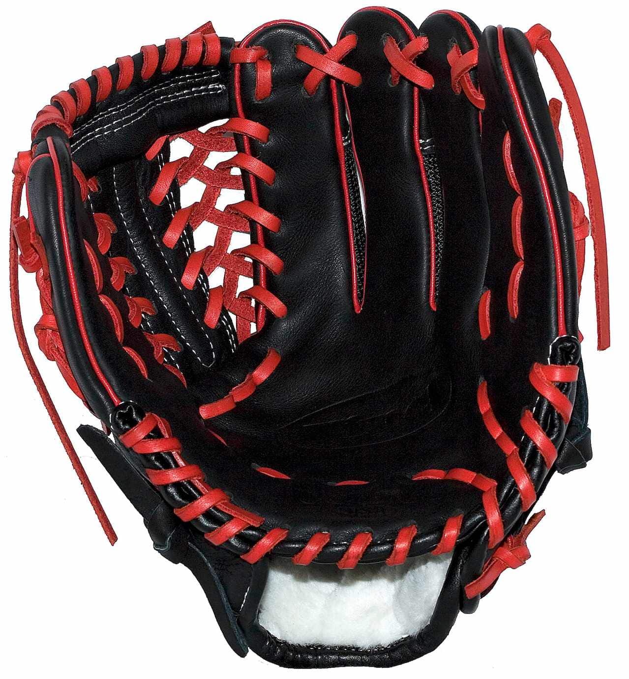 11.5 inch Baseball Glove-JC3333-22 with Black Mesh Back, Red Lace and Red  Welting