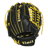 11.5 inch Baseball Glove-JC3333-22 Black with Mesh Back and Yellow Lace
